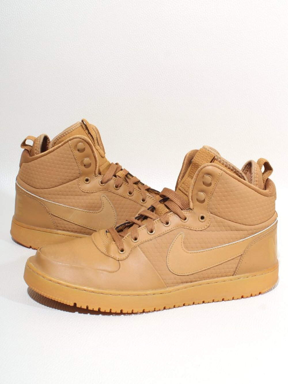 Mens Nike Shoes Size 12 Ebernon Mid Brown Leather High Top Sneakers